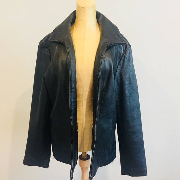 100% Genuine Leather Black Moto Jacket - NWOT - Picture 1 of 8